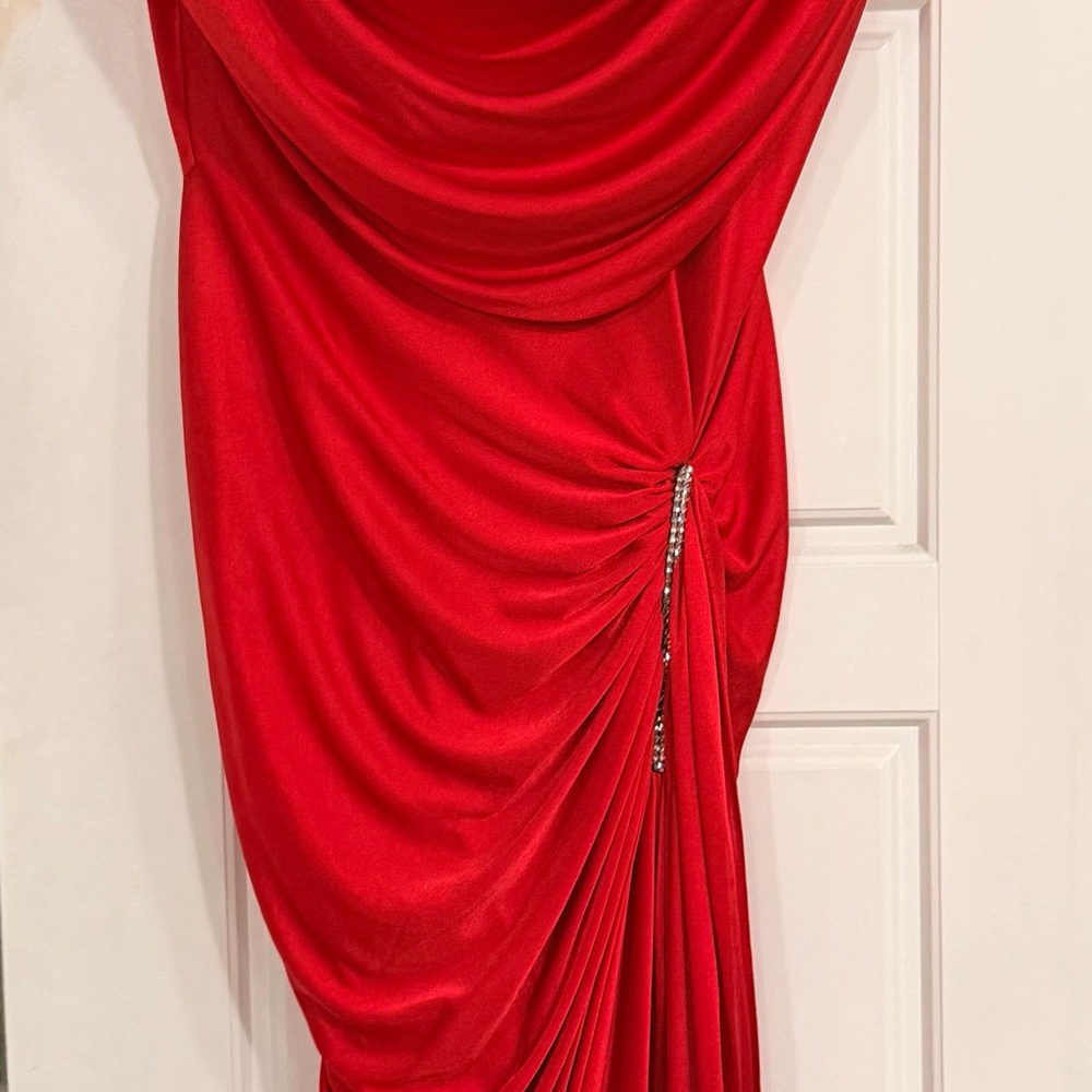 Elegant Red Draped Dress